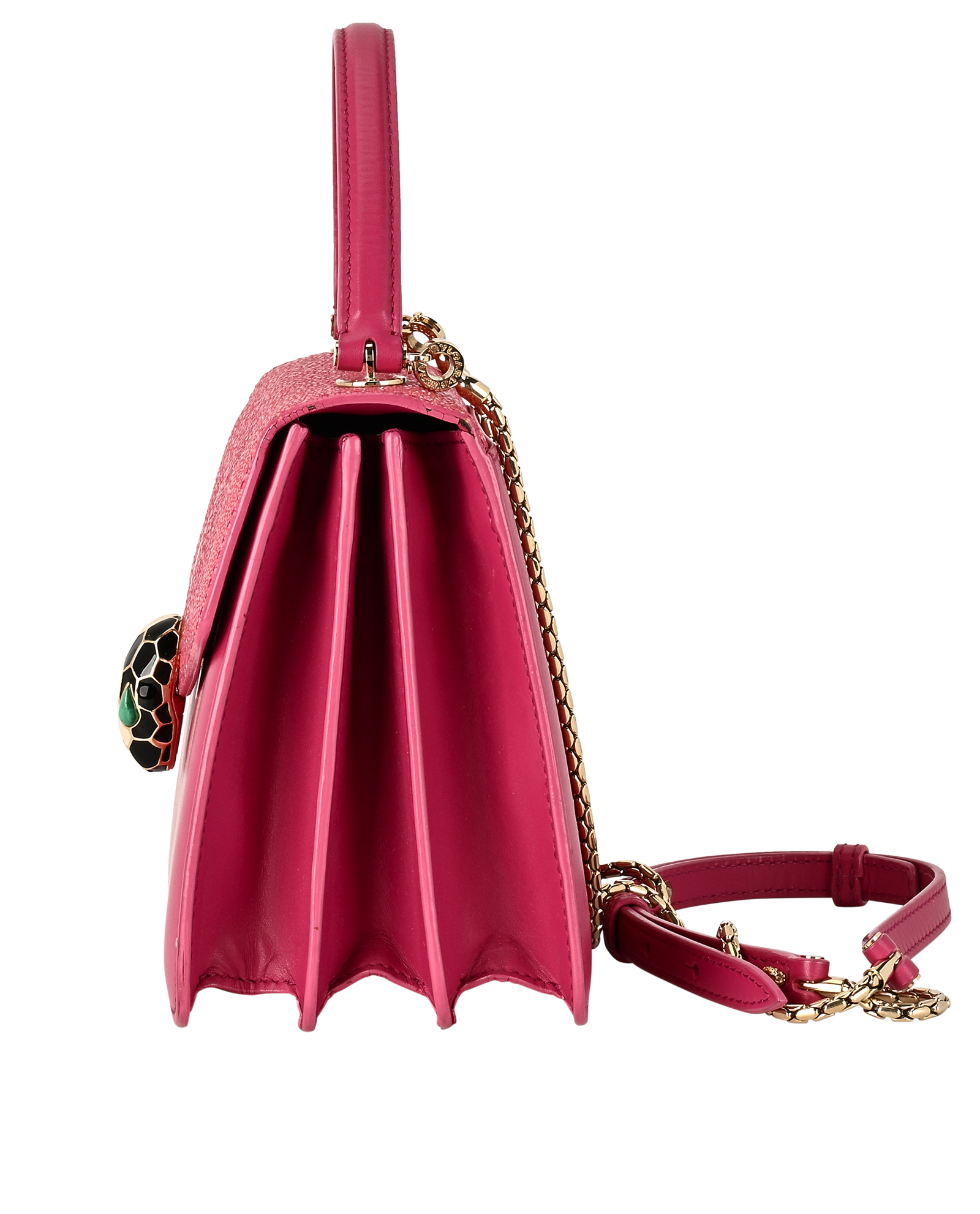 Small Serpenti Forever, &pound;1,100, Handbags, Pink, Leather/Stingray, Bottom view